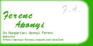 ferenc aponyi business card